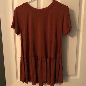 Burnt orange/red shirt from the urban outfitters